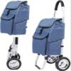 Shopping Trolley, Collapsible, Foldable Shopping Trolley, Reusable, Shopping and Grocery Trolley on Wheels, Large Load Capacity -Blue view 1