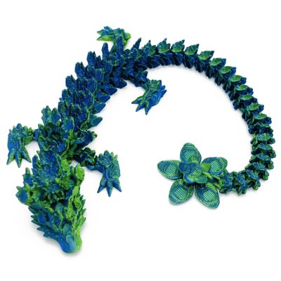 Cherry Blossom Dragon - 3D Printed and Fully Articulated Dragon, Sensory Toy, Fidget Toy, Stim Toy (Green)