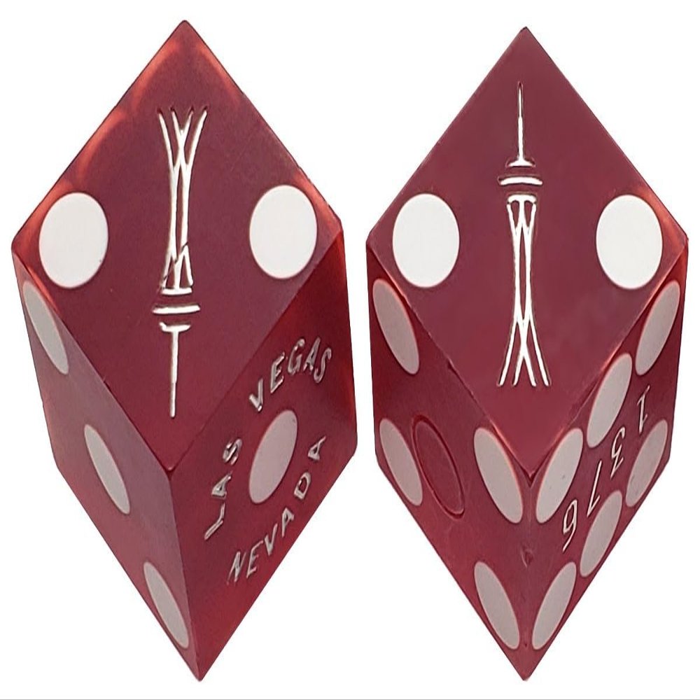 Authentic Las Vegas Casino Table-Played Craps Dice Pair Matching Serial Numbers