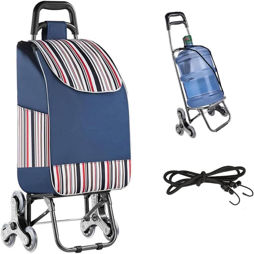 Foldable Shopping Trolley,45 L Large Capacity Shopping Trolley,with Removable Shopping Bag,Made of Waterproof Oxford Cloth Stair Climber Shopping Trolley-Blue