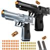 2 Pack Shell Ejecting Toy Gun - Semi-Automatic Handgun with Shell Ejection and Auto Rebound, Toy Foam Blasters & Stress Reducing Toys for Boys Girls Halloween Christmas Birthday Gifts (Black+Silvery) view 1