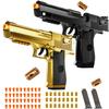 2 Pack Shell Ejecting Toy Gun - Semi-Automatic Handgun with Shell Ejection and Auto Rebound, Toy Foam Blasters & Stress Reducing Toys for Boys Girls Halloween Christmas Birthday Gifts (Black+Gold) view 1