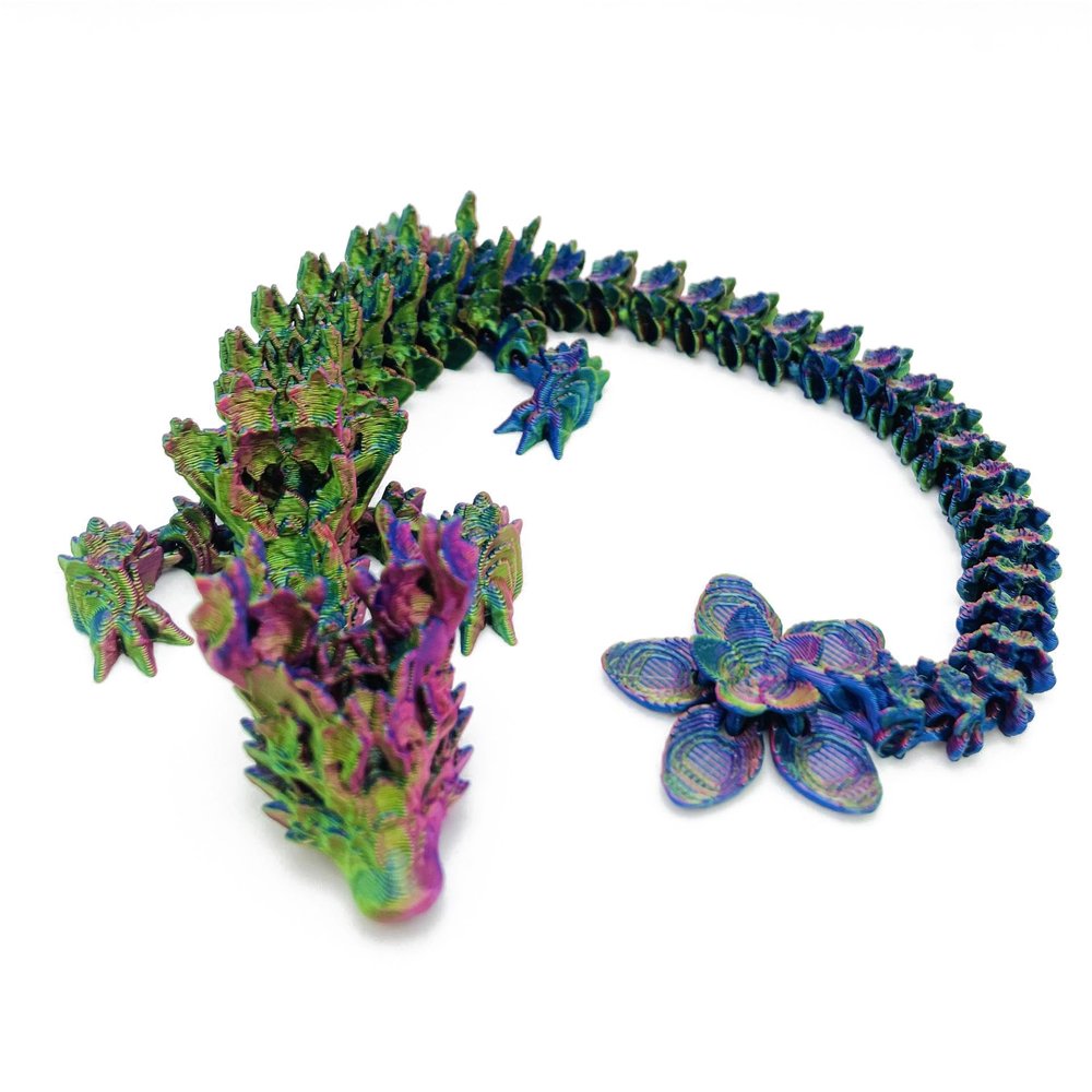 Cherry Blossom Dragon - 3D Printed and Fully Articulated Dragon, Sensory Toy, Fidget Toy, Stim Toy (Dazzling)