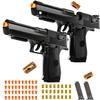 2 Pack Shell Ejecting Toy Gun - Semi-Automatic Handgun with Shell Ejection and Auto Rebound, Toy Foam Blasters & Stress Reducing Toys for Boys Girls Halloween Christmas Birthday Gifts (Black+Black) view 1