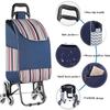 Foldable Shopping Trolley,45 L Large Capacity Shopping Trolley,with Removable Shopping Bag,Made of Waterproof Oxford Cloth Stair Climber Shopping Trolley-Pink view 2