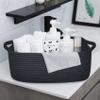 ABenkle Small Storage Basket with Handles, Cotton Rope Woven Dog Cat Toy Bin, Decorative Shelves Closet Organizing for Nursery Laundry Bedroom Bathroom, 14.2''x 11''x 5.1'' view 3