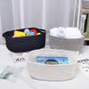 ABenkle Small Storage Basket with Handles, Cotton Rope Woven Dog Cat Toy Bin, Decorative Shelves Closet Organizing for Nursery Laundry Bedroom Bathroom, 14.2''x 11''x 5.1'' view 4
