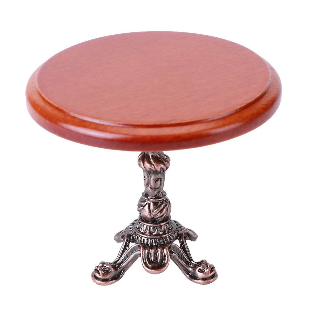 1:12 Dollhouse Miniature Round Table Cute and Vivid, Metal Material, Dollhouse Decoration Accessory, Small Size, Convenient to Place and Carry, for Dollhouse Model Toy (Round
