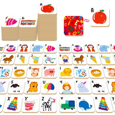 52 PCS Alphabet Memory Game, 26 Pairs Uppercase & Lowercase Letters Matching Game, Educational Early Learning Toy for Toddlers, Kindergarten, Kids 3+