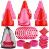 33pcs 4 in 1 Valentines Day Games for Kids with Ring Toss, Plastic Cones, Bean Bags, 3-Legged Race Bands, Carnival Valentine's Games Activity Combo Set for Kids Classroom Indoor Outdoor Party Yard view 1