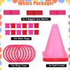 33pcs 4 in 1 Valentines Day Games for Kids with Ring Toss, Plastic Cones, Bean Bags, 3-Legged Race Bands, Carnival Valentine's Games Activity Combo Set for Kids Classroom Indoor Outdoor Party Yard view 2