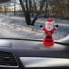 Christmas Solar Powered Dancing Toy, Creative Solar Powered Rocking Doll Shaking Head Gift Car Ornament Solar Shaking Head Doll Christmas Elk Santa Snowman Swing Figurines for Office Desk (Style J) view 3