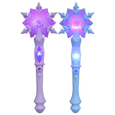 JOINPAYA 2Pcs Glow Snowflake Fairy Wand: Light Up Princess Wand with Sound for Girl Halloween Christmas Party Supplies, Princess Role Play Blue & Pink, 12.59 Inch