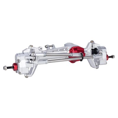 AR45P Offset Portal Axle with Constant Velocity Driveshift Two Servo Mount and Steering Rodfor for 1/10 RC Crawler Car SCX10 III (Front axle Silver)