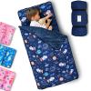 Primlect Toddler Nap Mat with Removable Pillow and Fleece Blanket, Extra Large 55''x35'' Sleeping Bag, Washable, Light, Easy to Roll up, Perfect for Daycare, Preschool, Kindergarten, Travel view 1