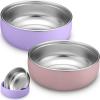 Nuogo 2 Pcs 304 Stainless Steel Baby Bowls with Removable Silicone Shell Toddler Bowls Kids Anti Scald Snack Container for Food Feeding, Dishwasher Safe (Pink,Purple) view 1
