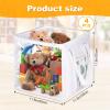 EVELOMO 4 Pack Clear Toy Storage Bin with Lids - 12" x 12" Cube Toys Storage Bag, Foldable PVC Boxes with Handles, Storage Organizers for Toys, Clothes, Blocks, Stuffed Animal Storage(White) view 2