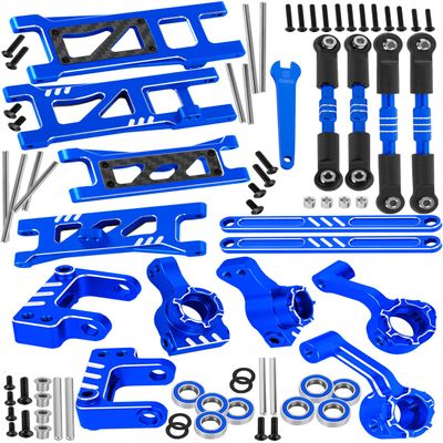 RCarmubWow RC Upgrades Part for 1/10 ECX 2WD Series RC Car,Alloy Adjustable Turnbuckles Camber Links,Suspension Arms,Left Right Caster Blocks,Front Steering Block,Rear Stub Axle Carriers,Navy Blue