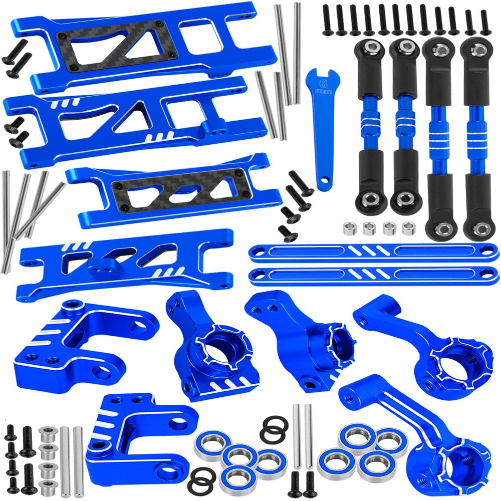RCarmubWow RC Upgrades Part for 1/10 ECX 2WD Series RC Car,Alloy Adjustable Turnbuckles Camber Links,Suspension Arms,Left Right Caster Blocks,Front Steering Block,Rear Stub Axle Carriers,Navy Blue
