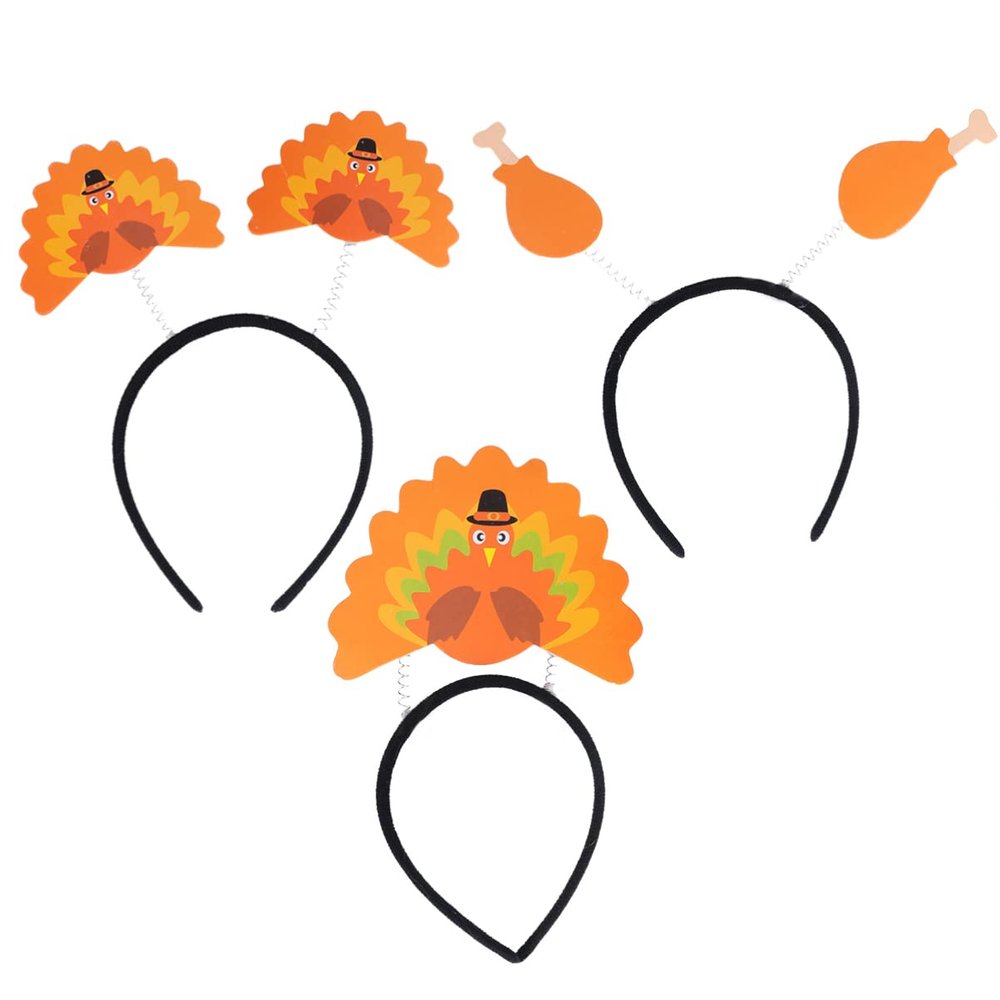 BESTYASH 3pcs Thanksgiving Turkey Headband Creative Headdress for Festive Parties Fun Photo Props for Boys and Girls and Adults Lightweight and Comfortable Wear