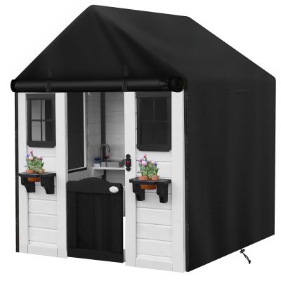 tonhui Outdoor Kids Playhouse Cover, 43" L x 47" W x 55" H Waterproof Cover for Backyard Wooden Playhouse, Heavy Duty Oxford Fabric All-Weather Protection with Zipper