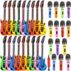 33 Pack Inflatable Rock Star Toy Set Include 18 Pcs Inflatable Guitar Bulks 15 Pcs Blow up Microphone and 1 Pcs Red Air Pump for Kids Birthday Party Decoration 80s 90s Musical Party Favors view 1