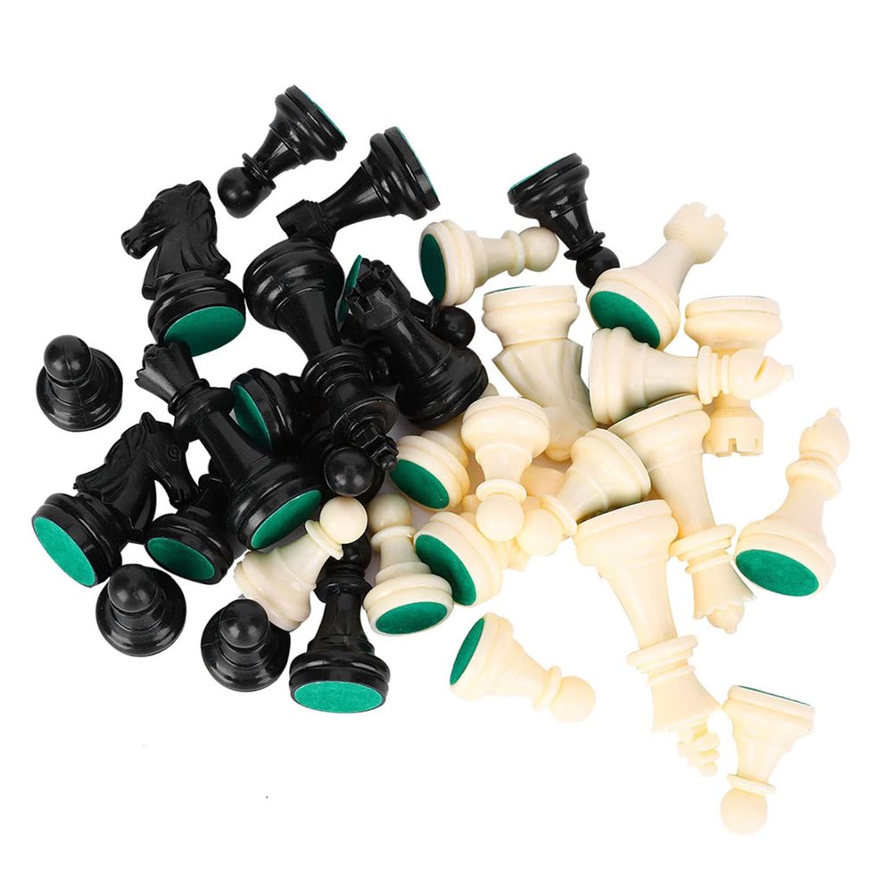 32 Pcs Chess Pieces Only, Chessmen Game Set Chess Stic Chessmen Set International Chess Game Complete Chessmen Set Blackwhite (Medium King Height 64mm)