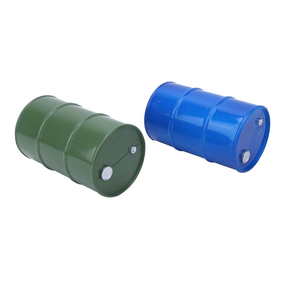 ZJchao RC Car Barrel, 2PCS RC Simulation Metal Mini Oil M 2PCS RC Oil M, Simulation Metal Mini Oil M Metal Oil M for 1/10 RC Crawler (Blue Green)