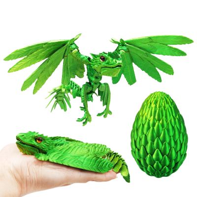 Dynamic 3d Printed Dragon Eggs with Dragon Inside3D Fidget Dragon with Wings Movable, Feathered Wyvern Dragon,Full Articulated Crystal Flying Fidget Dragon , 3D Printed Archaeopteryx Bird Animals Toy