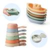 11 PCS Bath Toys Floating Boats with Bathing Spoon + 4 Pack Food-Grade Silicone Cars Bath Toys view 2