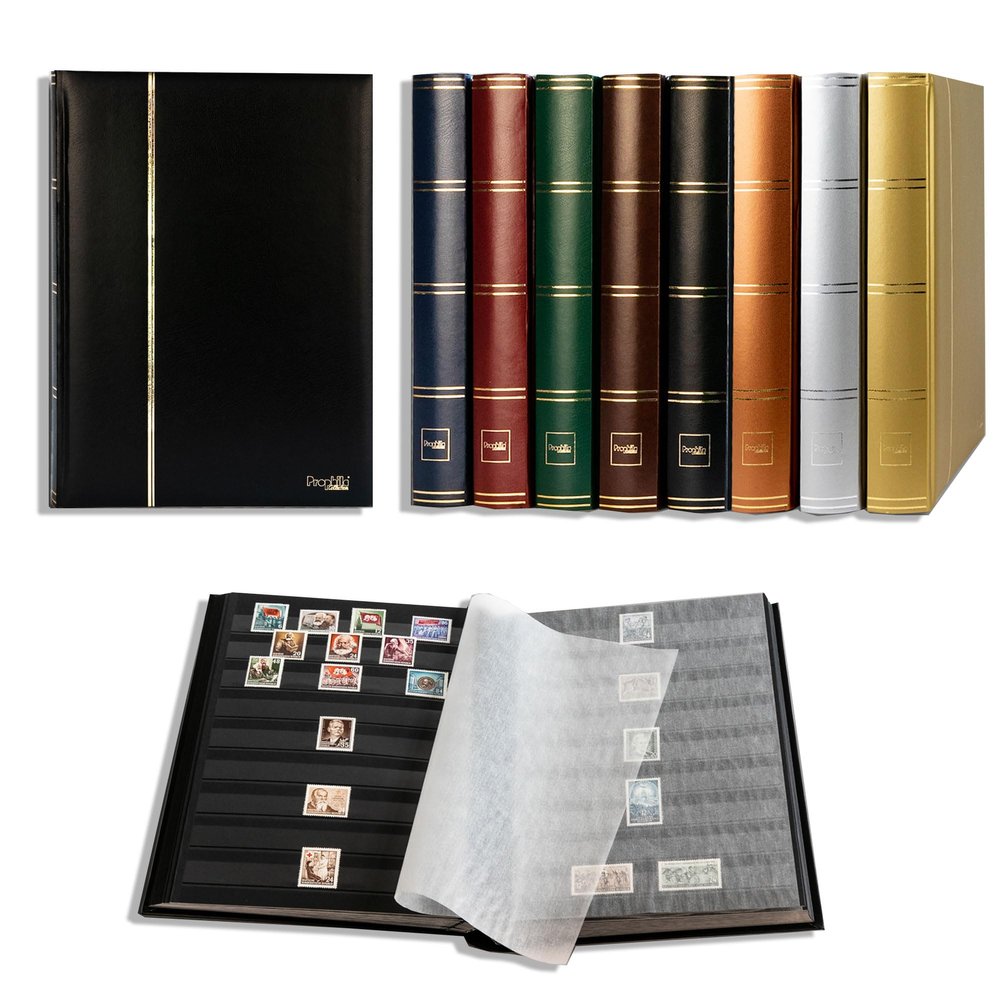 Prophila Collection 64 Black Pages Stamp Album Insert Book Padded Black Cover