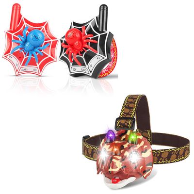 TIGTECGAME Bundle: Kids Headlamp & Kids Walkies Talkies for 3-12 Year Old Girls Boys Holloween Christmas Birthday Festival Gifts for Kids