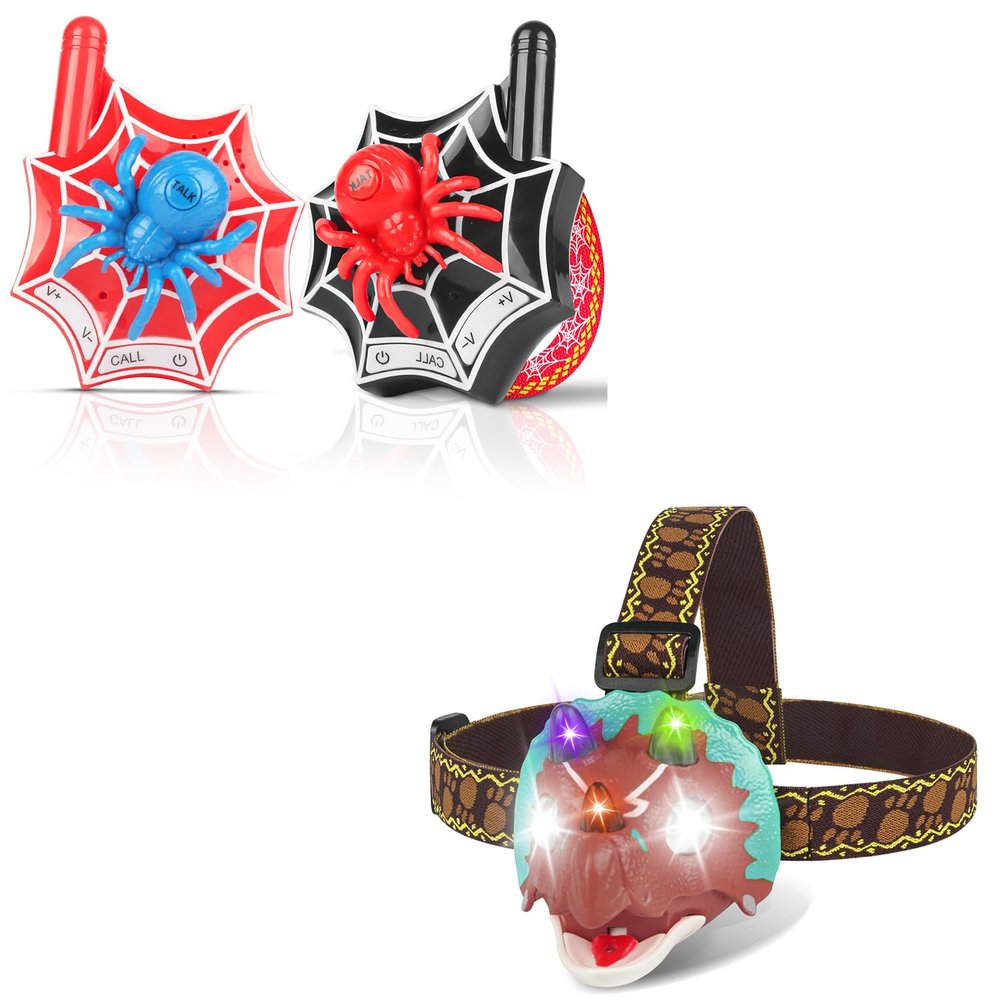 TIGTECGAME Bundle: Kids Headlamp & Kids Walkies Talkies Toy Ideal Gift for Birthday, Halloween, Christmas, New Year