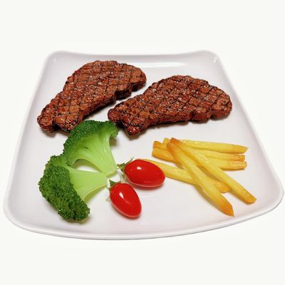 12pcs Fake Steak Model Set,2 pcs Fake Steak with Fake Broccoli Slice, Fake Tomato and Fake Fries,Simulation Food,Realistlike Steak, Fake Cooked Roast Beef,Photography Meat Props,Artificial Steak