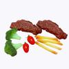 12pcs Fake Steak Model Set,2 pcs Fake Steak with Fake Broccoli Slice, Fake Tomato and Fake Fries,Simulation Food,Realistlike Steak, Fake Cooked Roast Beef,Photography Meat Props,Artificial Steak view 2