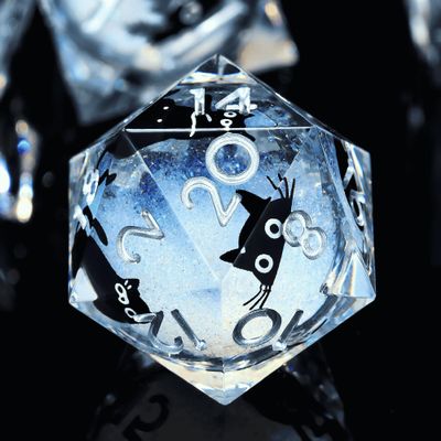 Froggod Liquid Core Cat DND Dice Set 7Pcs with Box- Sharp Edge D&D Dice with Gift Box, for Dungeons and Dragons RPG MTG D and D Role Playing Resin White