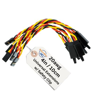 BackBayRC - 4in 20awg Male/Female w/Clip Universal Servo Extension - 5 Pack