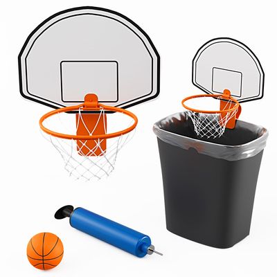 AISLE 3 ESSENTIALS Mini Basketball Trash Can Hoop Set  Clip-On Hoop with Backboard, Inflatable Ball & Pump  Indoor Office Desk or Dorm Game for Kids & Adults, Fun Gift Idea for Home or Work