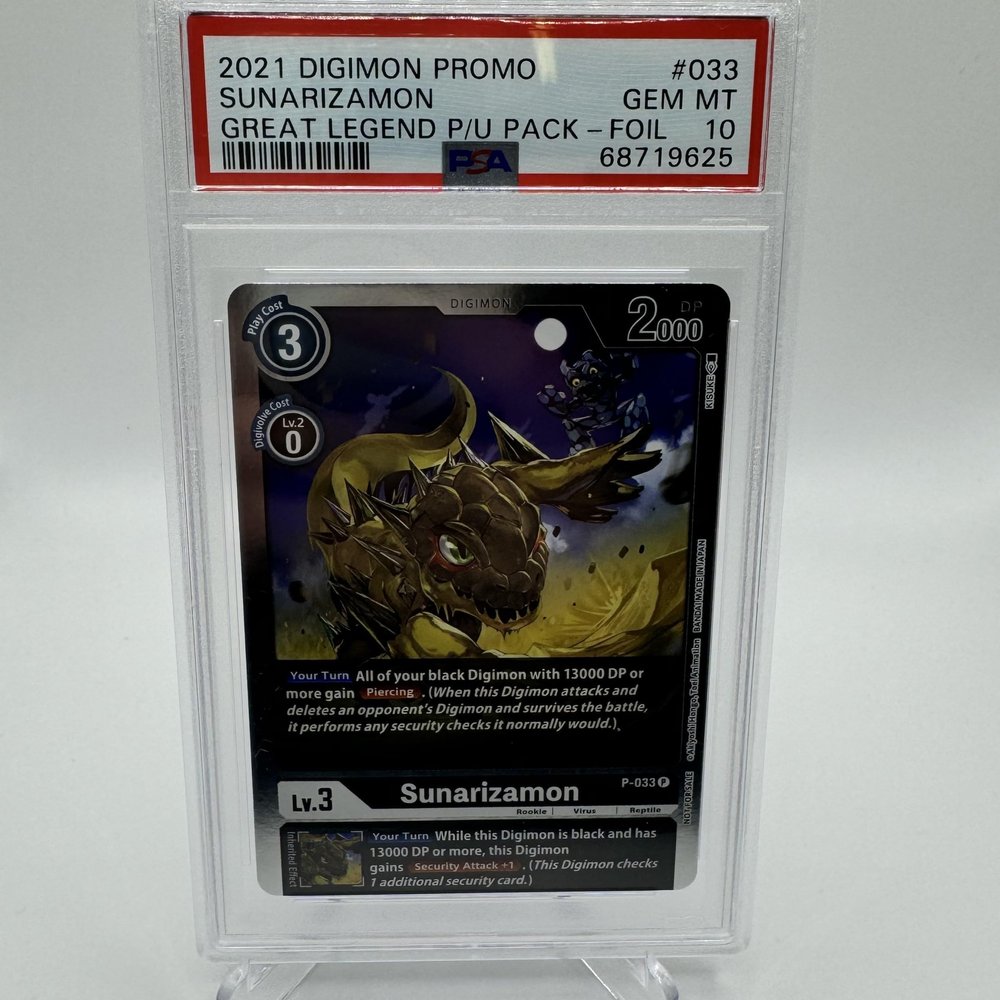 Digimon 2021 Holo Promo Sunarizamon P-033, Great Legend (PSA 10)