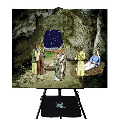 By Design Visuals Christmas Pro Set  Flannelgraph Kit with Foldable Felt Board, Easel & Shelf, 2 Background Sets and 34 Laser-Cut Figures for 4 Bible Stories  Includes Prep Cards & Quick Start Guide