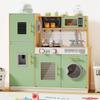 Babytronic Wooden Kitchen Playset for Kids, Interactive Play Kitchen with Lights & Sounds, Children Pretend Toy Kitchen Set with Faucet, Oven, Microwave, Kitchenware for Toddlers Ages 3+ (Green&Wood) view 1