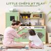 Babytronic Wooden Kitchen Playset for Kids, Interactive Play Kitchen with Lights & Sounds, Children Pretend Toy Kitchen Set with Faucet, Oven, Microwave, Kitchenware for Toddlers Ages 3+ (Green&Wood) view 2