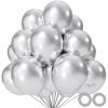 110pcs Metallic silver Balloons, Metallic silver Latex Balloons 12 inch, silver Balloon for Birthday Party Baby Shower Wedding(with 2 Ribbons). view 1