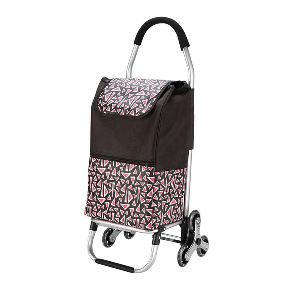 YFATUEO Foldable Shopping Trolley Stair Climber with 35L Oxford Cloth Bag - Black
