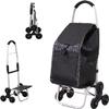Shopping Trolley Stair Climber 2-in-1 Portable Waterproof Shopping Trolley Foldable Removable Bag 6 Wheels Shopping Aid Trolley-Black view 1