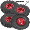 hopsupRC 2.2in Aluminium Wheels&Wheel Rim Tires Beadlock Wheel&Wheel Hub Rim Upgrades Part for 1/10 SCX10 SCX10II SCX10III 90046 TRX4 D90.4PCS(135 * 55MM),Red view 1