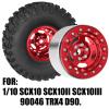hopsupRC 2.2in Aluminium Wheels&Wheel Rim Tires Beadlock Wheel&Wheel Hub Rim Upgrades Part for 1/10 SCX10 SCX10II SCX10III 90046 TRX4 D90.4PCS(135 * 55MM),Red view 2