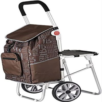 YFATUEO Shopping Trolley Wheel Shopping Trolley with 44 L Capacity Bag 100 kg Load, Equipped with a Carrying 150 kg Seat-Brown