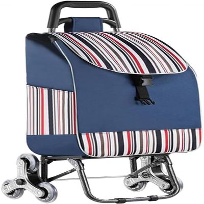 YFATUEO Shopping Trolley Portable Shopping Trolley Waterproof Ladder Climbing Shopping Trolley Rubber Wheel 6 Wheels-Blue
