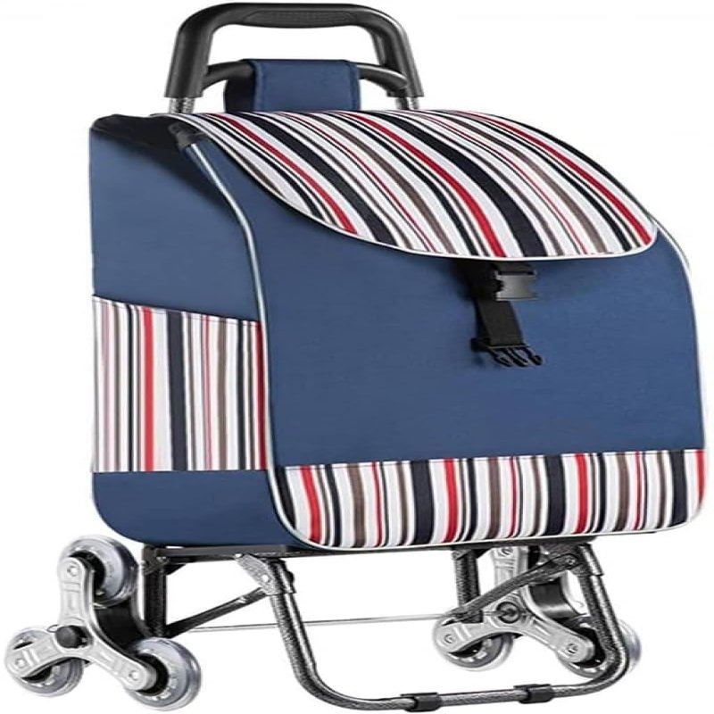 YFATUEO Shopping Trolley Portable Shopping Trolley Waterproof Ladder Climbing Shopping Trolley Rubber Wheel 6 Wheels-Blue